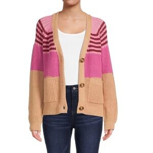 3/$10 Time and Tru Pink and Tan Knit Cardigan Sweater